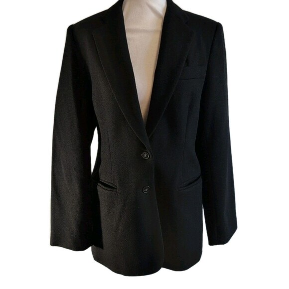 White Stag Jackets & Blazers - White Stag Wool Blazer Womens Size 6 Black Lined Button Classic Career Old Money